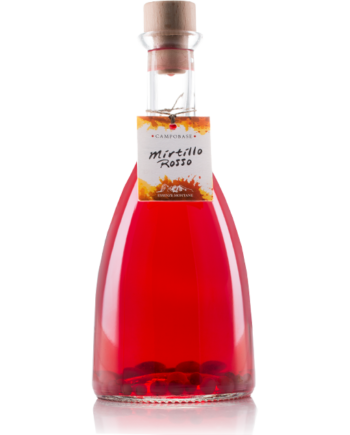 Fresco liquore montano dal profumo intenso di Mirtillo Rosso, dal colore rosso intenso e brillante, attrae anche per il suo intrigante aspetto con i veri mirtilli rossi in sospensione..